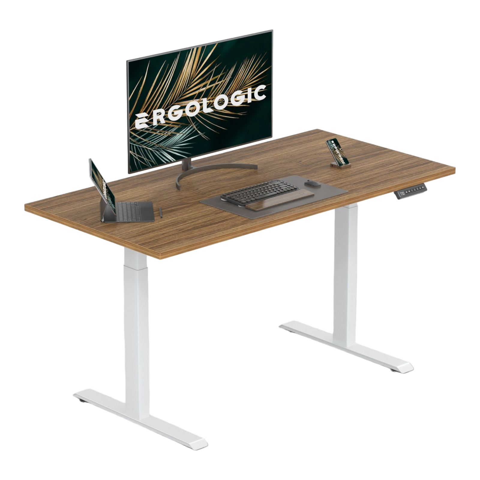 EL001-SWR-P-DO-1200X600 Ergologic Dual Motor 2 Stage White Color Desk Electric Height Standing Adjustable Desk Frame Two Stage office motorized Table Premium Quality