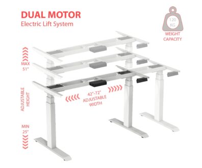 Dual-Motor-Electric-Height-Adjustable-Desk-Frame-Inclusive-GST-Free-Shipping-Three-Stage-